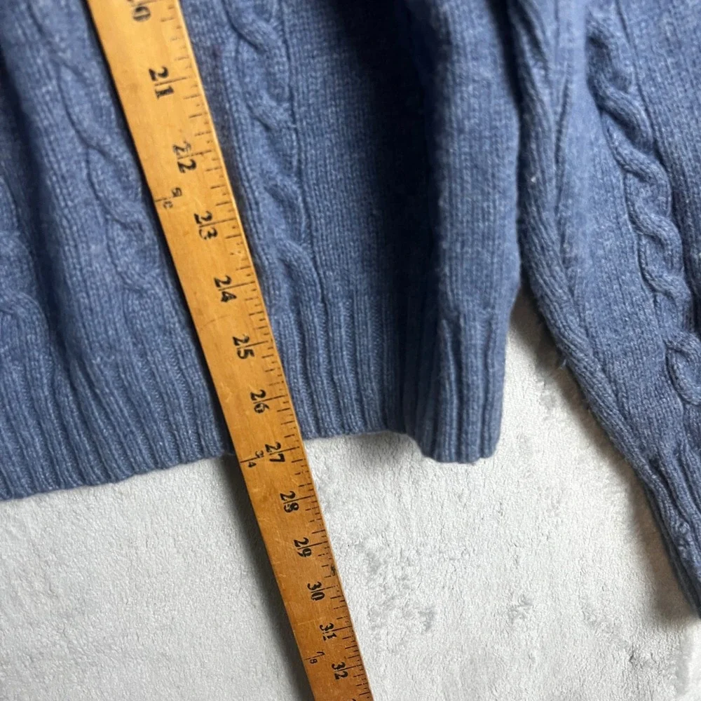 Brooks Brothers 346‎ Mens Cable Knit Sweater Blue Wool Nylon Blend Size XL